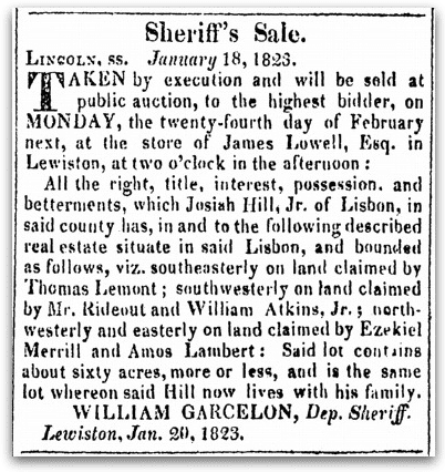 An article about William Garcelon, Maine Gazette newspaper article 14 February 1823