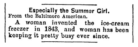 An article about the invention of the freezer, Milwaukee Journal-Sentinel newspaper article 5 May 1891