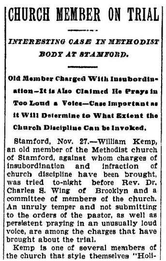 An article about William Kemp, Morning Journal and Courier newspaper article 28 November 1899