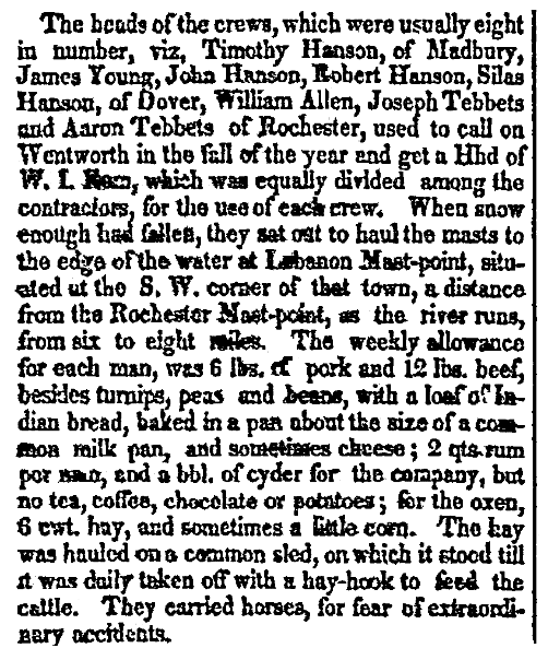 An article about American colonists supplying timber to be used for masts for Great Britain's navy, New-Hampshire Republican newspaper article 5 December 1826