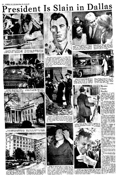 An article about the assassination of President John F. Kennedy, Advocate newspaper article 23 November 1963