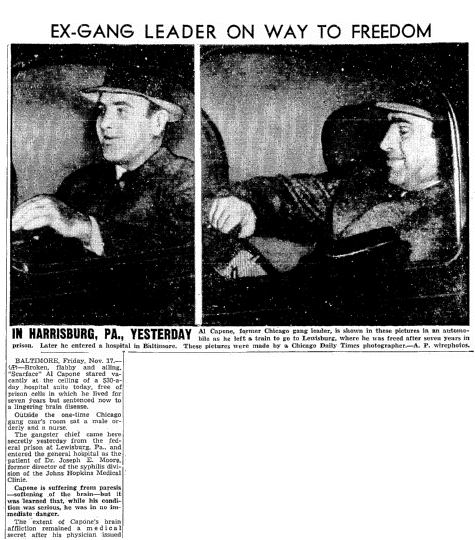 An article about Al Capone, Seattle Daily Times newspaper article 17 November 1939