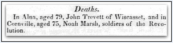 An obituary for Noah Marsh, American Advocate newspaper article 13 November 1830