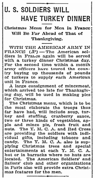 An article about Christmas dinner, Idaho Statesman newspaper article 21 December 1917