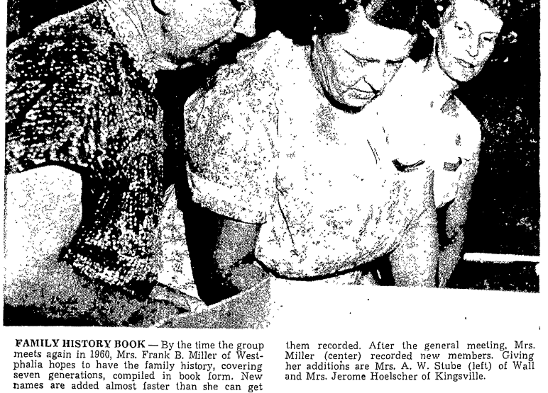 An article about a family history book, Corpus Christi Caller-Times newspaper article 13 July 1958