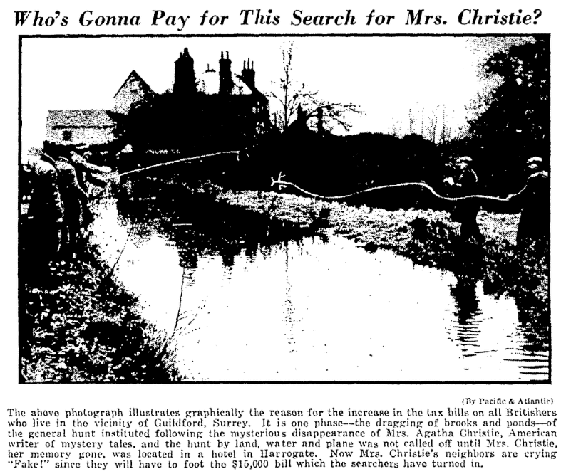 An article about Agatha Christie, Evening Post newspaper article 22 December 1926