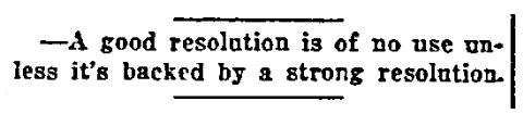 An article about New Year's resolutions, Philadelphia Inquirer newspaper article 4 January 1921