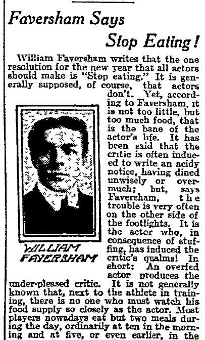 An article about a resolution for actors, Philadelphia Inquirer newspaper article 26 December 1909