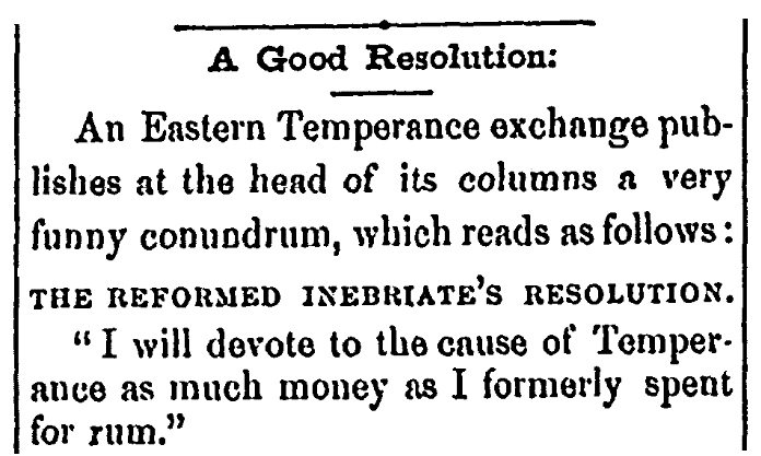 An article about a temperance resolution, Weekly Rescue newspaper article 5 September 1868