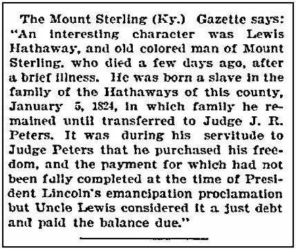 An obituary for Lewis Hathaway, Duluth News-Tribune newspaper article 26 September 1897