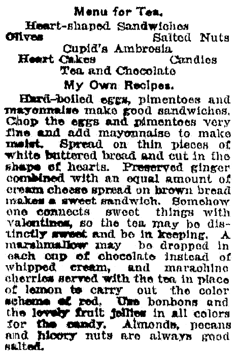 A recipe for egg salad, Bay City Times newspaper article 7 February 1921