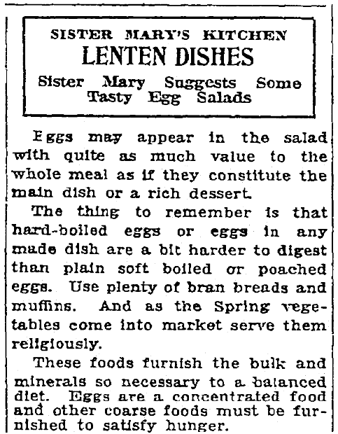 An article with recipes for Easter, Patriot (Harrisburg, Pennsylvania), 17 March 1922