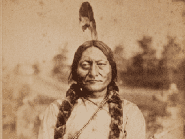 Photo: early Cabinet card of Sitting Bull, 1881. Credit: Orlando Scott Goff; Wikimedia Commons.