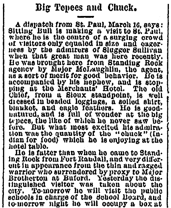 An article about Sitting Bull, Times-Picayune newspaper article 22 March 1884