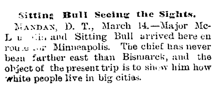 An article about Sitting Bull, Trenton Evening Times newspaper article 14 March 1884