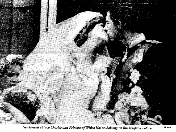 An article about the wedding of Prince Charles and Lady Diana, Advocate newspaper article 30 July 1981