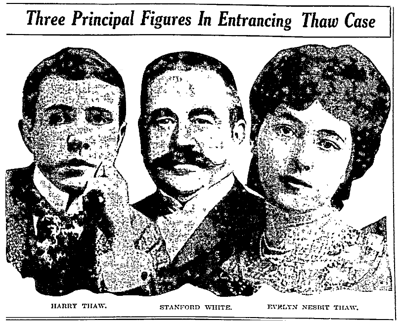 An article about the murder of Stanford White by Harry Thaw, the husband of Everlyn Nesbit, Fort Worth Star-Telegram newspaper article 15 January 1908