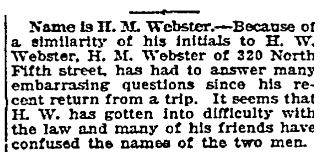 An article about H. M. Webster, Grand Forks Daily Herald newspaper article 4 June 1918