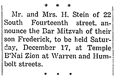 A bar mitzvah notice, Jewish Chronicle newspaper article 16 December 1921