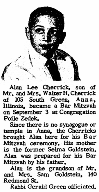 A bar mitzvah notice, Jewish Journal newspaper article 21 September 1960