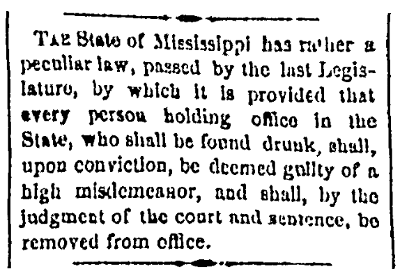 A law for drunk government officials, Canton Repository newspaper article 22 August 1873