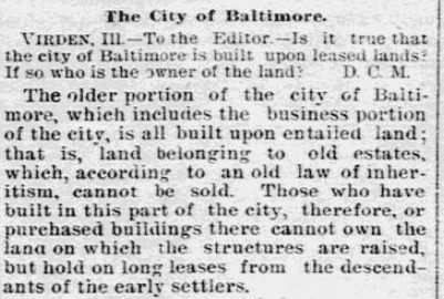 An article about a law for entailed land, Daily Inter Ocean newspaper article 8 April 1895