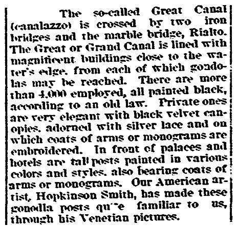 An article about a gondola law, Evening Post newspaper article 29 May 1897