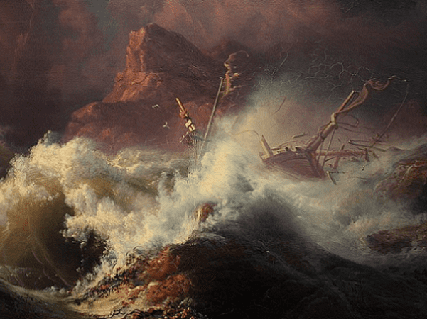 Illustration: "The Wreck," by Knud Baade, c. 1835. Credit: Wikimedia Commons.