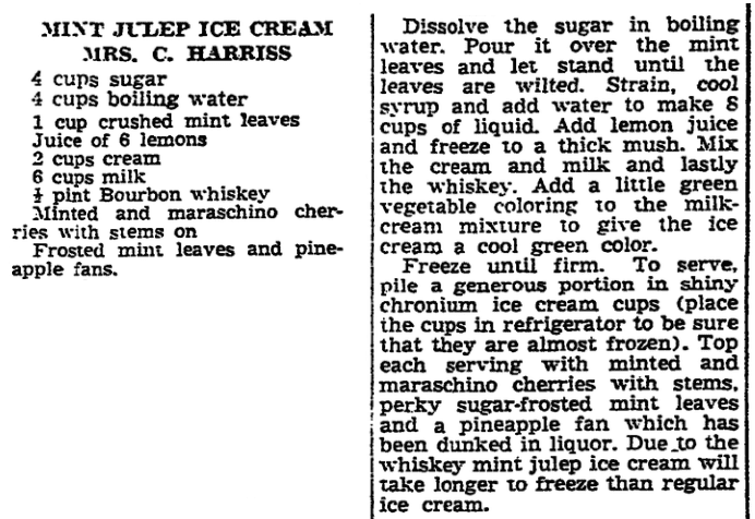 A recipe for ice cream, New Orleans States newspaper article 13 June 1940