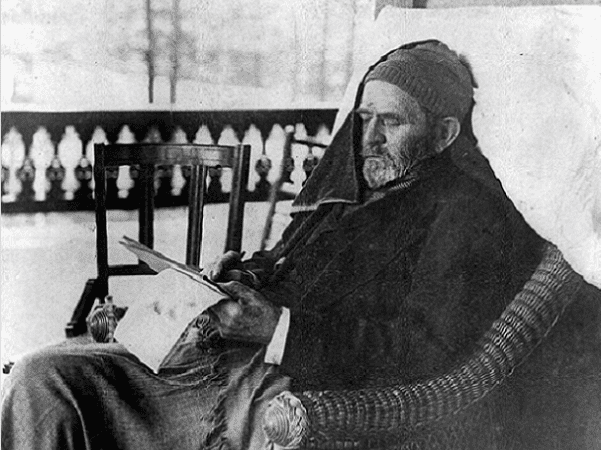 Photo: Ulysses Grant writing memoirs at Mount McGregor near Saratoga Springs, New York, 27 June 1885