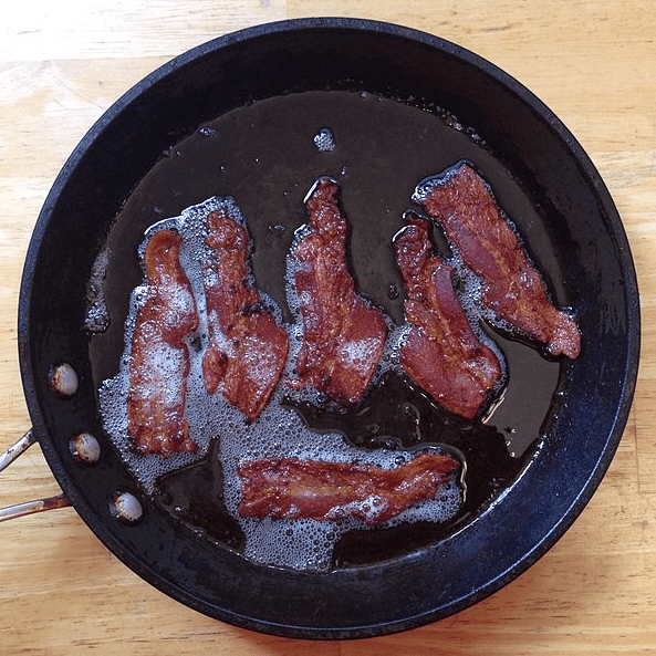 Photo: cooking bacon