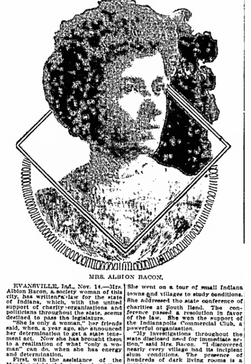 An article about Albion Bacon, Wilkes-Barre Times-Leader newspaper article 14 November 1908