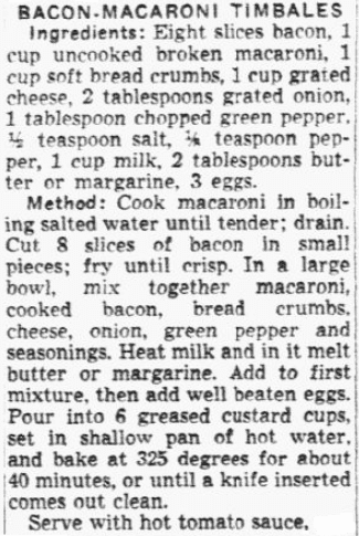 A bacon recipe, Dallas Morning News newspaper article 25 March 1952