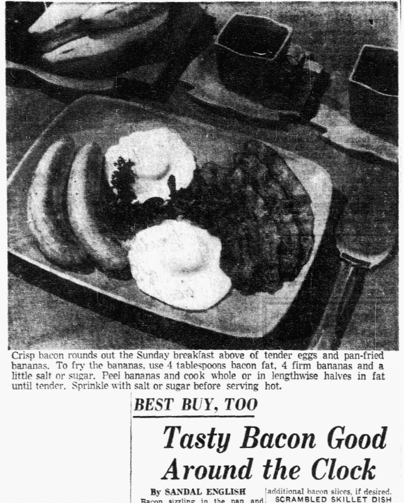 An article about bacon, Dallas Morning News newspaper article 25 March 1952