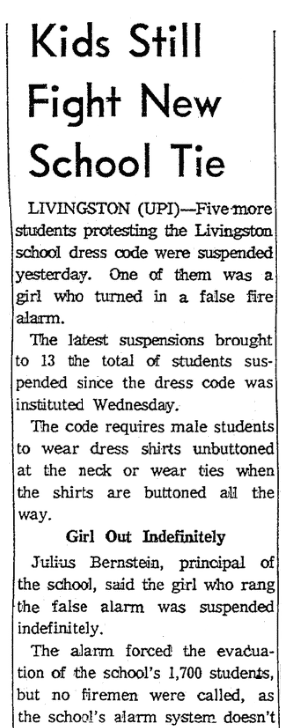An article about high school dress codes, Jersey Journal newspaper article 14 April 1962