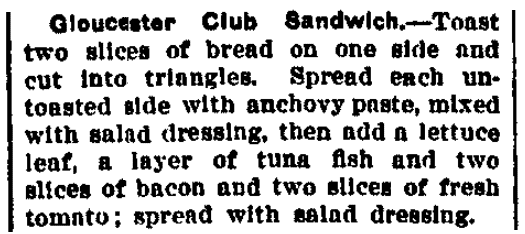 A bacon recipe, Middletown Transcript newspaper article 11 November 1922