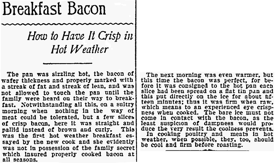 An article about bacon, Philadelphia Inquirer newspaper article 19 June 1898