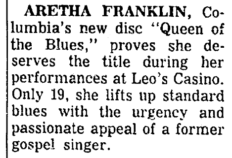 An article about Aretha Franklin, Plain Dealer newspaper article 30 November 1963