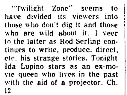 An article about Rod Serling and "The Twilight Zone," Augusta Chronicle newspaper article 23 October 1959