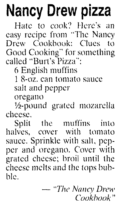 A pizza recipe, Bellingham Herald newspaper article 16 May 1997