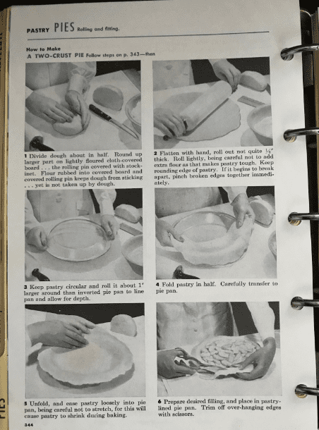 Photo: pie-making from “Betty Crocker’s Picture Cook Book” 
