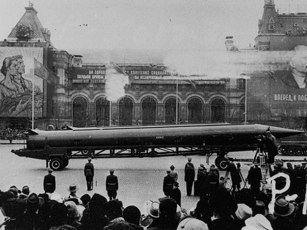 Photo: CIA reference photograph of Soviet medium-range ballistic missile (SS-4 in U.S. documents, R-12 in Soviet documents) in Red Square, Moscow, c. 1959 and 1968. Credit: Central Intelligence Agency; Wikimedia Commons.