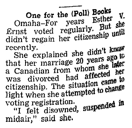 An article about citizenship requirements for voting, Morning Olympian newspaper article 26 December 1940