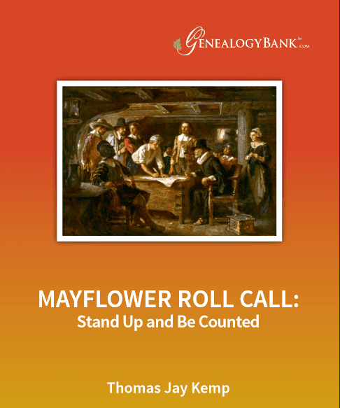 Photo: cover of GenealogyBank's eBook "Mayflower Roll Call"