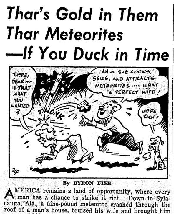 An article about a meteorite, Seattle Daily Times newspaper article 8 December 1954