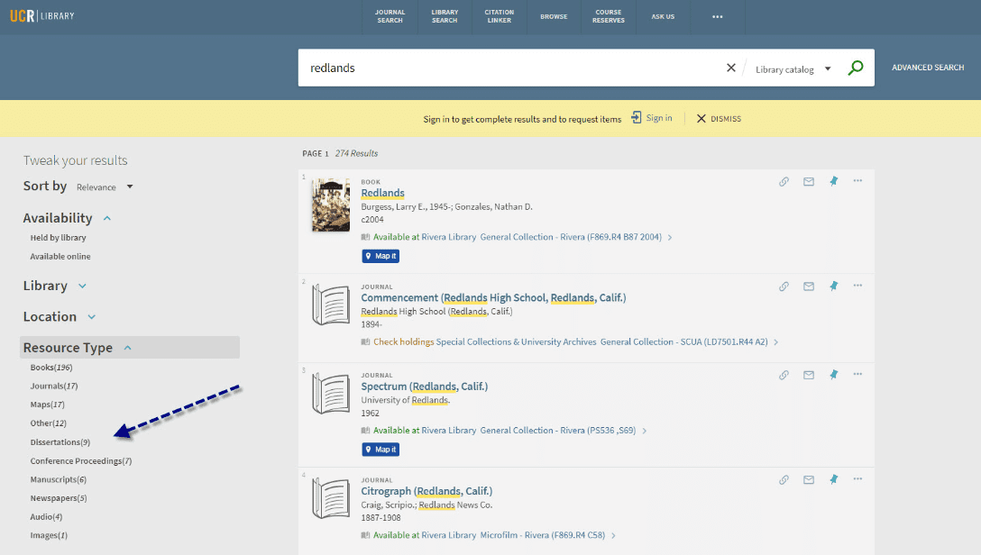 A screenshot of the search results page from the University of California, Riverside website