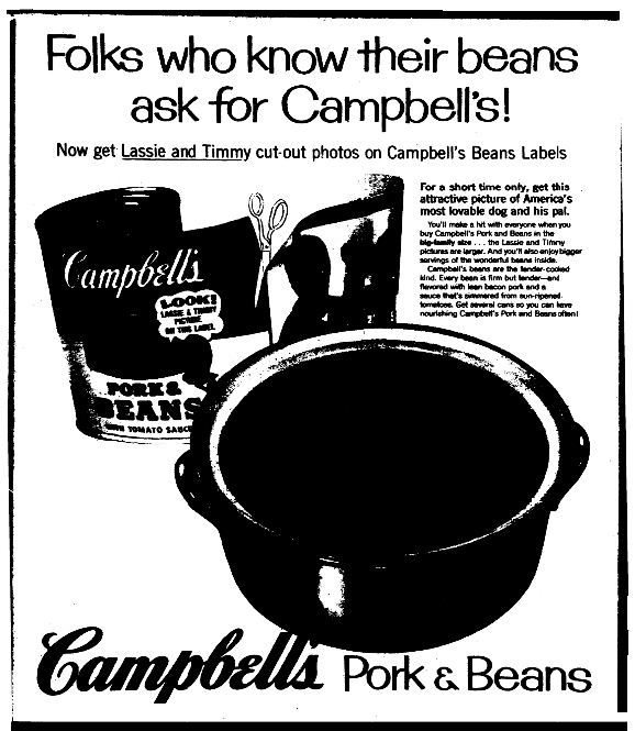 An ad for Campbell's pork and beans, Plain Dealer newspaper advertisement 27 April 1958