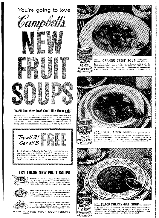 An ad for Campbell's soup, Seattle Daily Times newspaper advertisement 13 January 1959