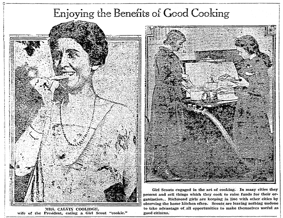 An article about Girl Scout cookies, Richmond Times Dispatch newspaper article 28 October 1923