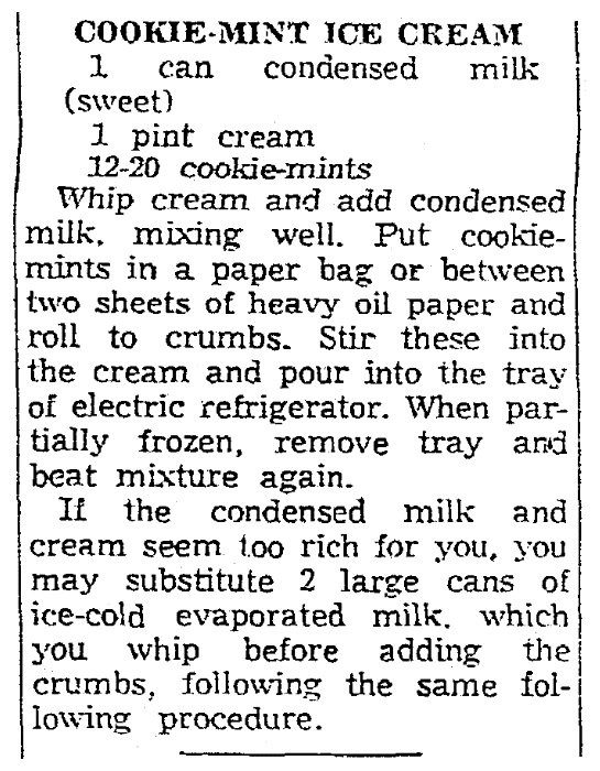 A recipe using Girl Scout cookies, State newspaper article 30 March 1962